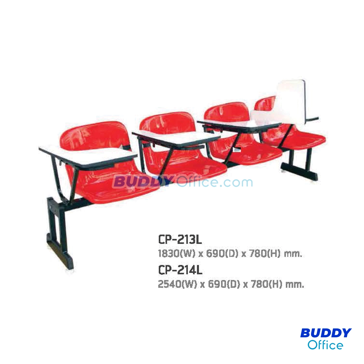 เก้าอี้แถวเลคเชอร์ จำนวน 4 ที่นั่ง เปิดแผ่นเขียนแบบพับขึ้น CP214L