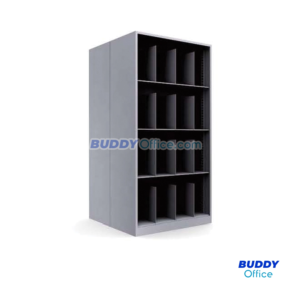 ชั้นวางแฟ้มตั้ง 16 ช่อง (ชั้นละ 4 ช่อง) ไม่มีล้อเลื่อนXRV232 /  ขนาด W106.6xD106 x H213.5 ซม.
