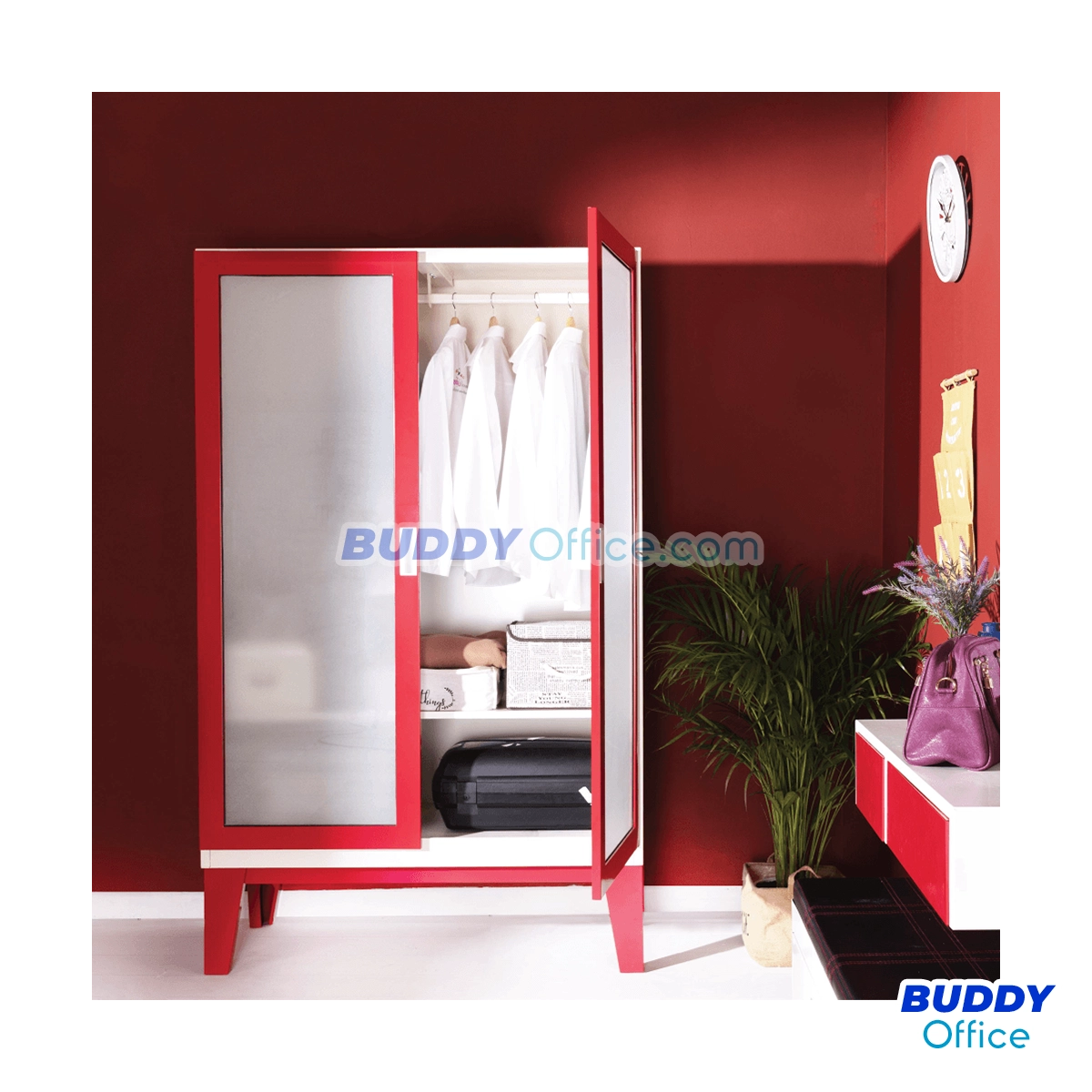 ตู้เสื้อผ้า 2 บานกระจกฝ้า WD021
