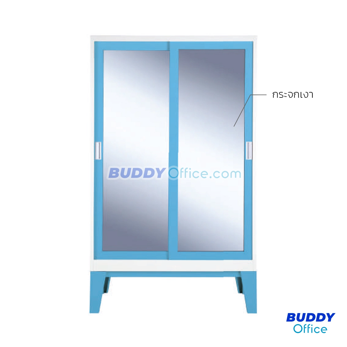 ตู้เสื้อผ้าบานเลื่อนกระจกเงา WD052 / ขนาด W120 x D56 x H200 ซม.