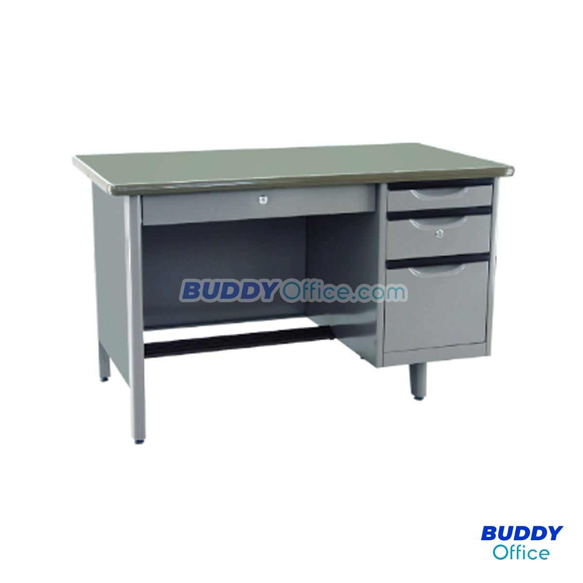โต๊ะทำงานเหล็ก หน้าท็อปยาง 4 ลิ้นชัก ขนาด 4 ฟุต รุ่น TM4F